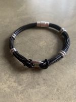 Bracelet cuir et acier inoxydable, fermoir magnétique