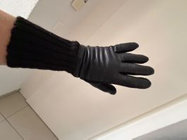 Handschuhe Lauret Gant schwarz feines Leder Strickabschluss