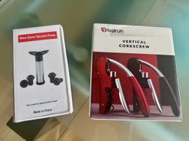 Weinöffner Set: Korkenzieher und Vakuum Weinpumpe, Neu!