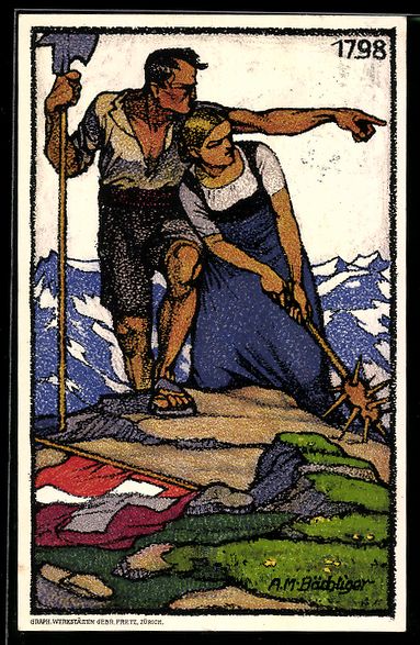 Cartoline postali: Schweizer Bundesfeier 1913, Bauerpaar au – Usato da Berlin venduto da bartko-reher