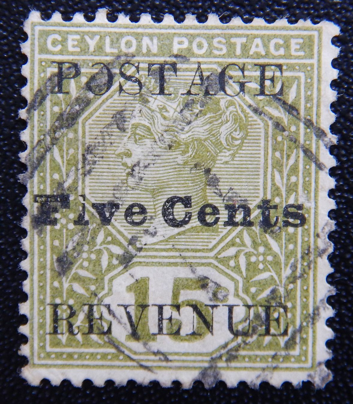 Tutti i francobolli: Ceylon Kat. 110 gest. 1892 "FLIV" Kat. 95 £ – Usato da Zürich venduto da Muehlekauf