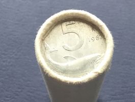 Original Rolle Italienische 5 Lire 1987 DELFINO selten