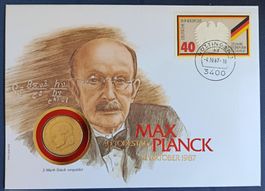 Numisbrief Max Planck 1987 mit 2 DM Münze vergoldet ab 1 Fr.