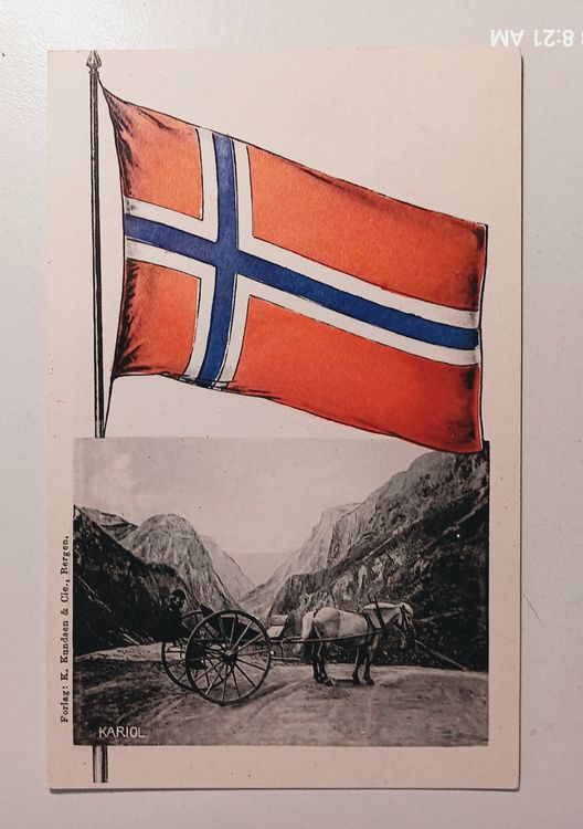 NORWEGEN, ungelaufene Karte mit Norwegischer Fahne | Kaufen auf Ricardo