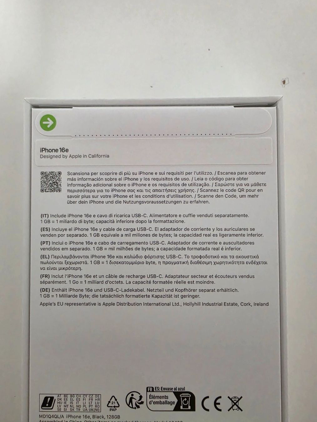 Apple Telefoni cellulari / Smartphones: iPhone 16e - 128GB Black - Originalverpackt – Nuovo e nell'imballaggio originale da Neerach venduto da jeggl 2