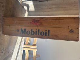 Caisse bois pour bidon huile mobiloil ancienne