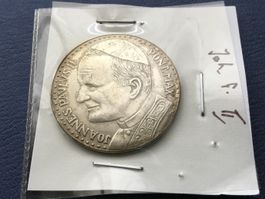 Versilberte Medaille Vatikan Papst Johannes Paul II