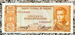 50 Pesos Bolivia 1962 UNC!!!