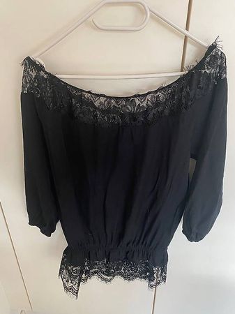 Schulterfreies Top neu Spitze schwarz Saint Tropez S
