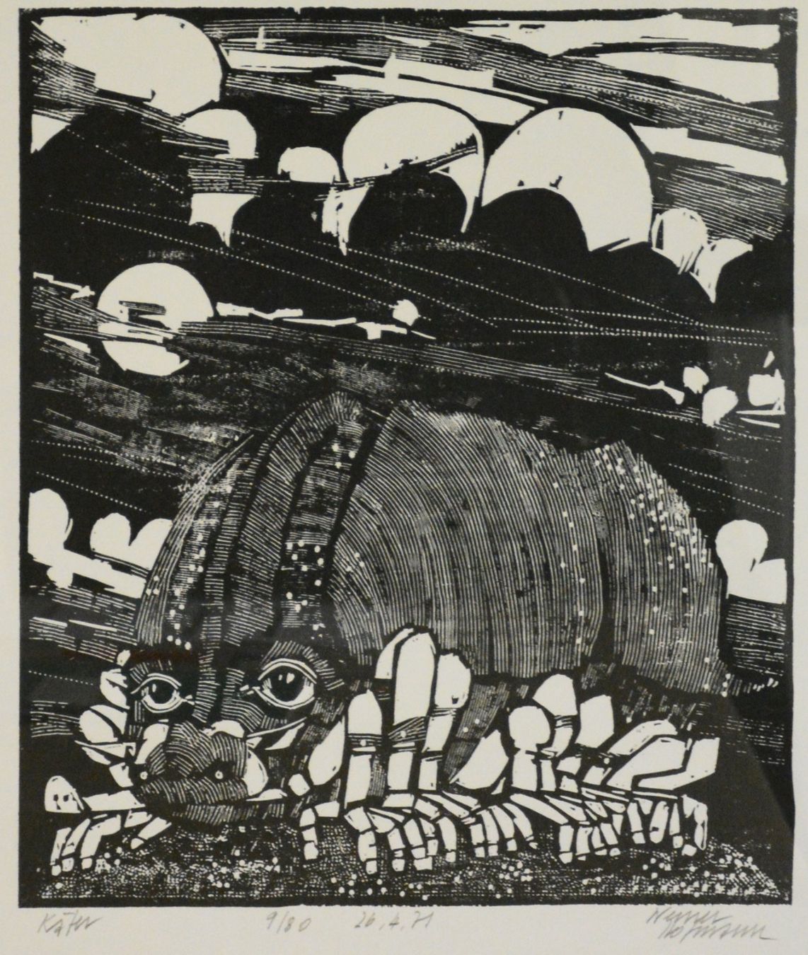 Xilografie: Holzschnitt Käfer- Werner Hofmann 1971 – Usato da Luzern venduto da -gwunderchischtli- 1