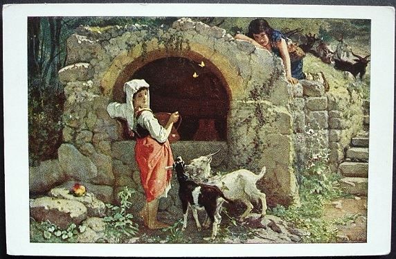 Cartoline postali: PRO JUVENTUTE: Ernst Stückelberg - Ziegen – Usato da Jona venduto da philajona