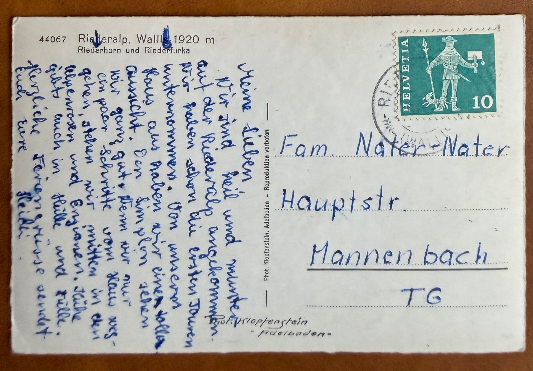 Ansichtskarten: Riederalp 1960 – Gebraucht aus Lutry von Ediego 1