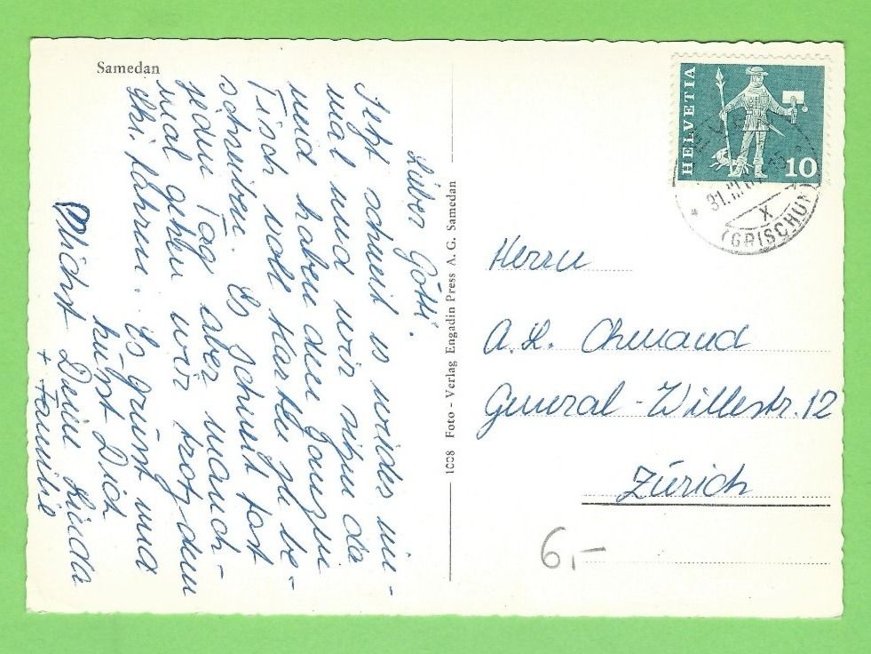 Cartoline postali: Samedan – Usato da Zürich venduto da t24_de 1