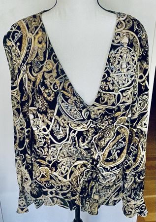 H&M Wickelbluse Barockmuster Gold Gr. 40