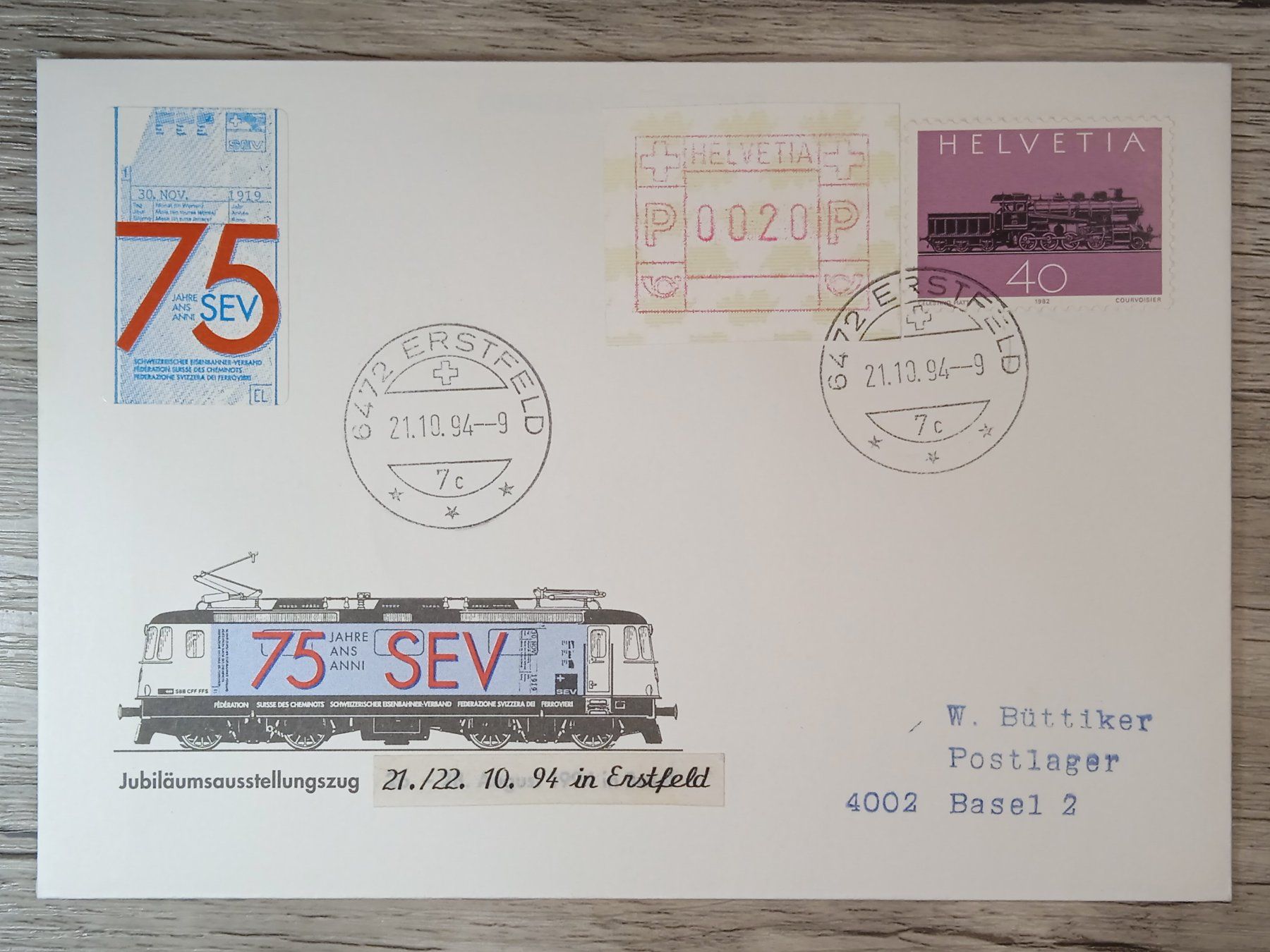 Tutti i francobolli: TR51 Enveloppe + Timbre Suisse 1994 – Usato da Cousset venduto da Patrick_Collections