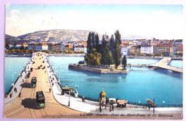 Genève  Pont du Mt-Blanc et Ile Rousseau