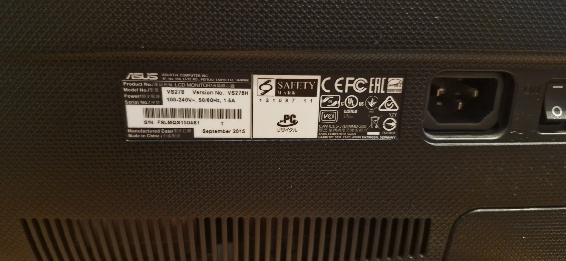 Asus Monitor: Monitor ASUS VS278H 27" – Usato da Wallisellen venduto da warrixx 2