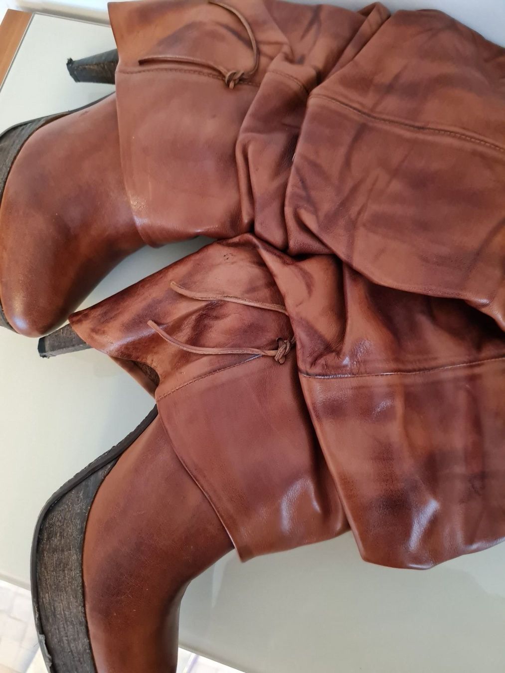 Scarpe da donna: DAMEN STIEFEL EXTRAVAGANT LEDER GR.40 FOLD-OVER BOOTS – Usato da Steg im Tösstal venduto da goldlionfree 9