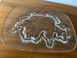 Hergiswiler Glas, Käseplatte Schweizerplatte top Zustand