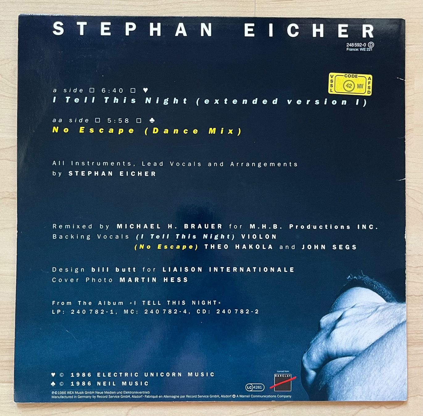 Dischi in vinile: Stephan Eicher - I Tell This Night (Vinyl) – Usato da Zürich venduto da Gurkis 1