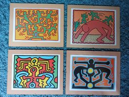 Keith Haring Set 4 Posters Drucke Kunstwerke guter Zustand