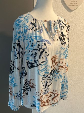 Blusenshirt weiss mit Muster von Broadway Gr. XS