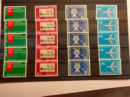 Je 5 Stk.Briefmarken-Set Schweiz1960 Basel,Helvetia,Swissair