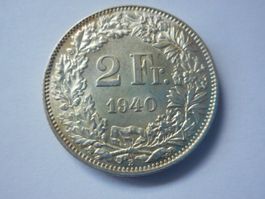 2 Fr. 1940 silber  unz/stgl