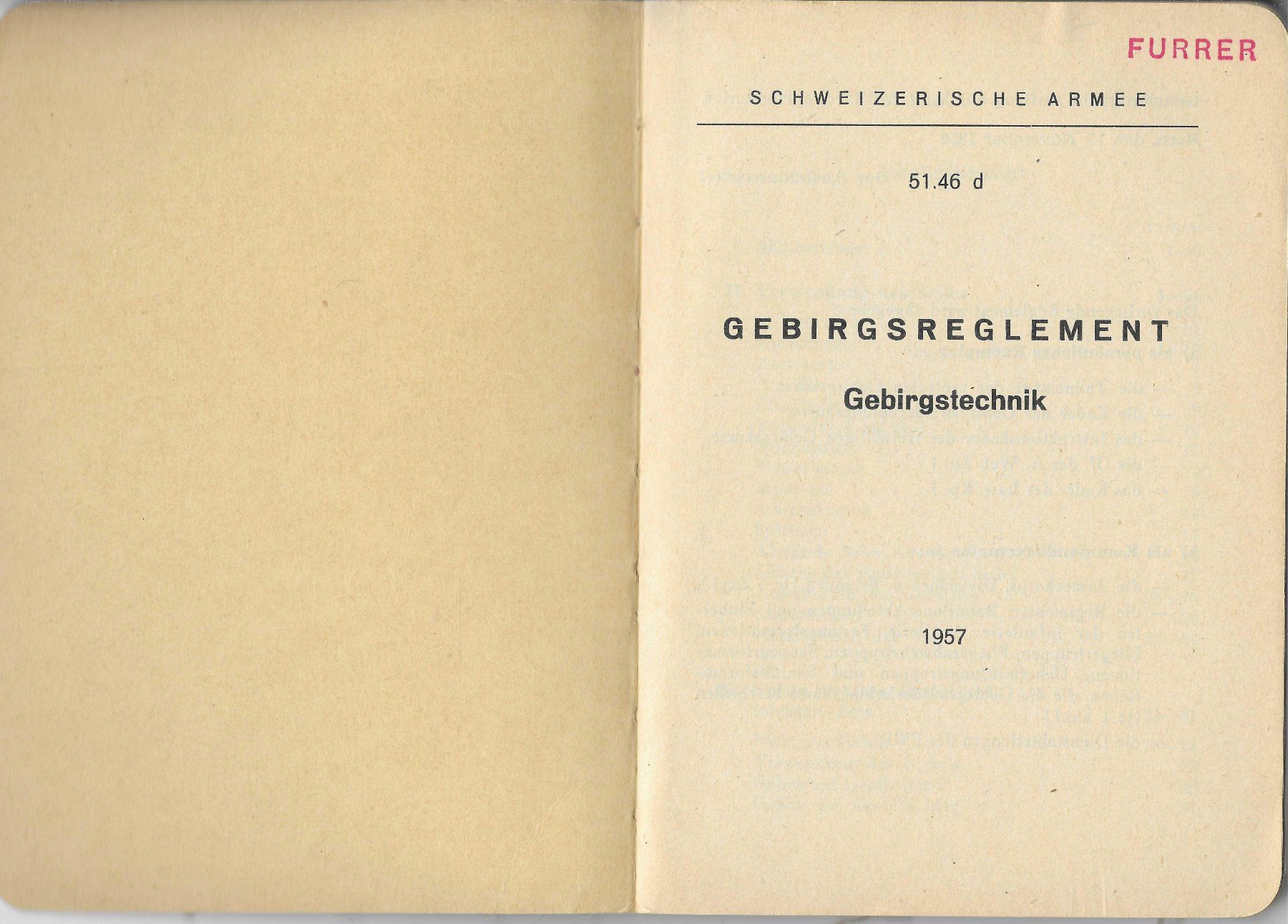 Bücher: Schweizer Armee Gebirgsreglement 1957 – Gebraucht aus Flims - Dorf von Stagediver 1