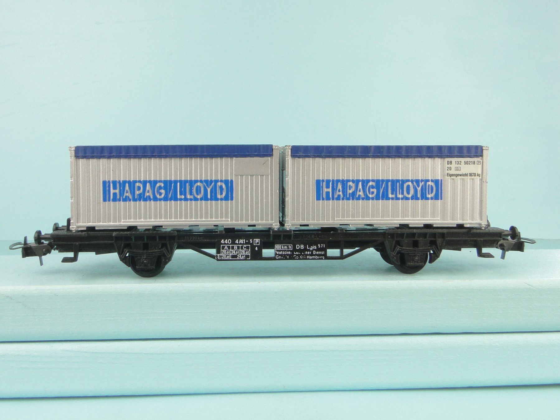 Aku Modellini di ferrovie: Faller Hapag Lloyd Container Wagen – Usato da Bülach venduto da cann11 1