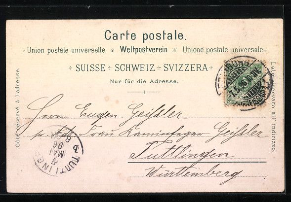 Cartoline postali: Litho Basel, Ortsansicht aus der Vogelsc – Usato da Berlin venduto da bartko-reher 1