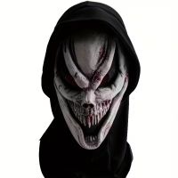 Horror Maske Kapuzen-Dämon mit Reisszähnen, Latex, neu