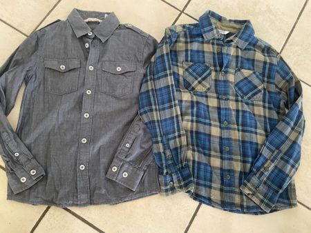 2 Hemden Jungen Gr 134 H&M kariert und Migros blau