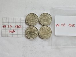 Zweifränkler Set 4 Stück 1965 schön