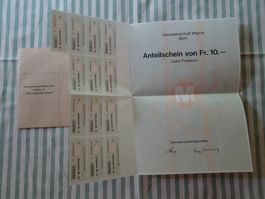 Anteilsschein von 1973 der Genossenschaft Migros Aare - M49