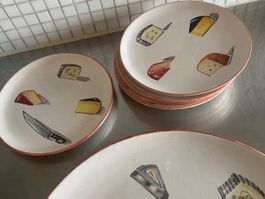 Fondue Käseteller Set Italy Design 50er 60er
