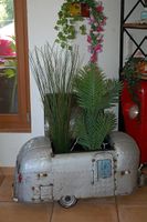 Airstream Wohnwagen Ballon Deko Metall Blumentopf selten