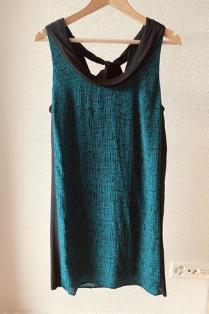 Kookai Kleid Seide Türkis/Schwarz Gr.36 / Robe 🩵