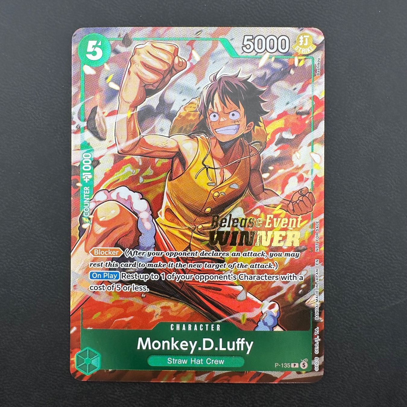 Bandai Carte collezionabili: Monkey.D.Luffy P-135 WINNER – Usato da Obergerlafingen venduto da PokeArena