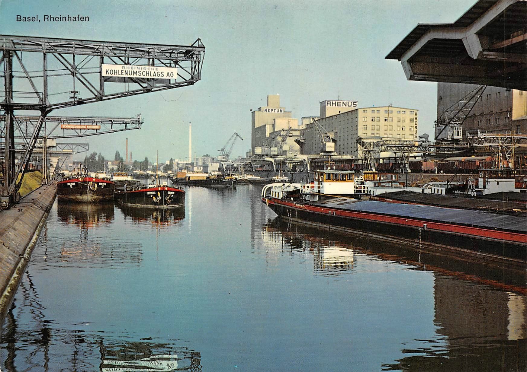 Cartoline postali: Basel, Rheinhafen – Usato da Ottikon b.Kemptth. venduto da Neptun1974