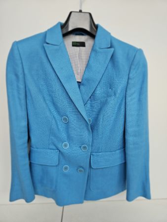  Blazer blau zweireihig Leinen 