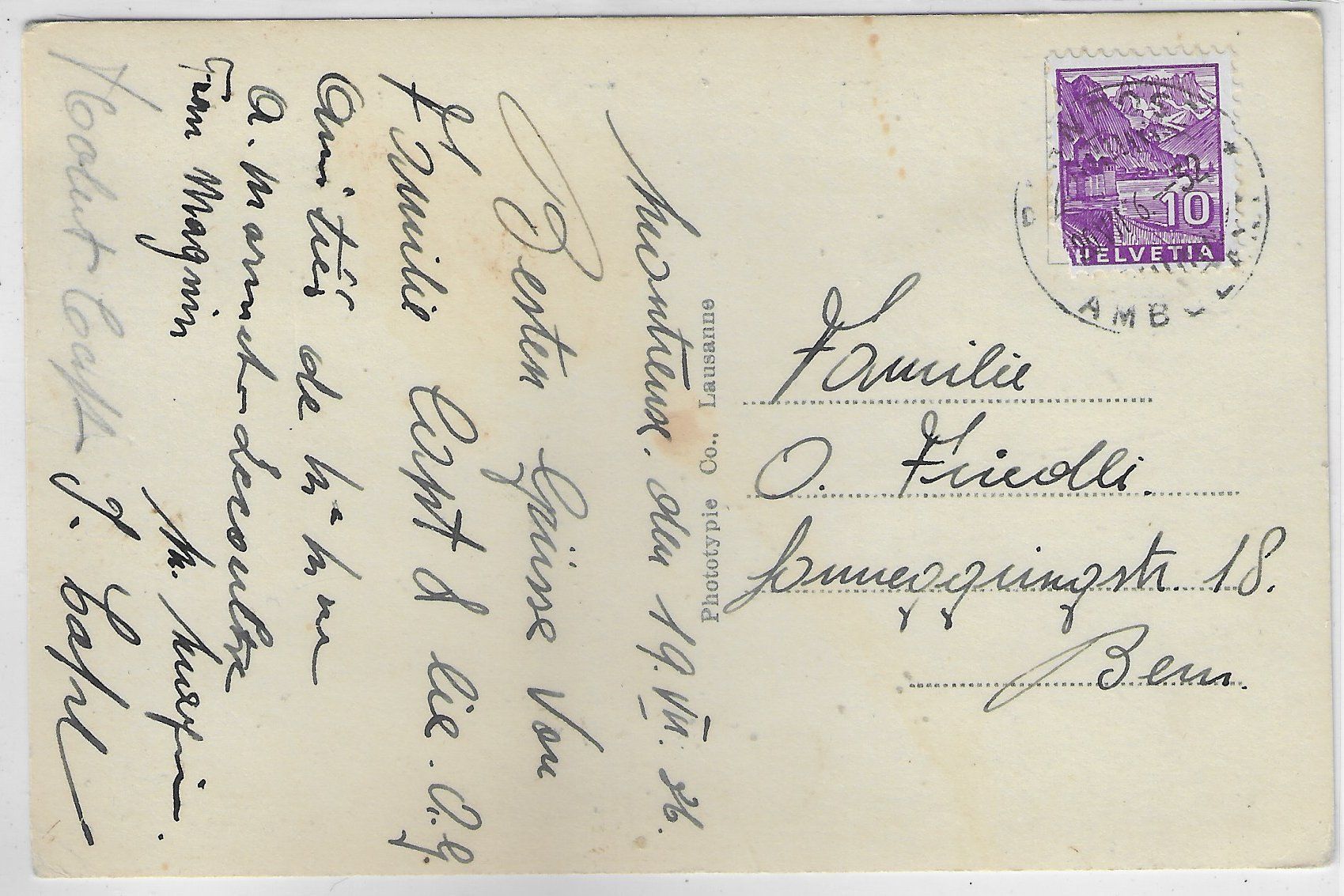 Cartoline postali: Montreux  Plage - coloriert – Usato da Ettingen venduto da Kartenplanet 1