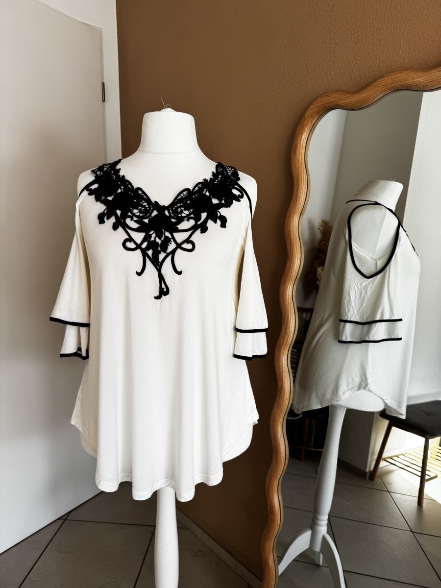 Top: Sommer Tunika, Off-Shoulder, Spitze, Gr. XL – Nuovo (secondo la descrizione) da Muttenz venduto da einfach-schoen