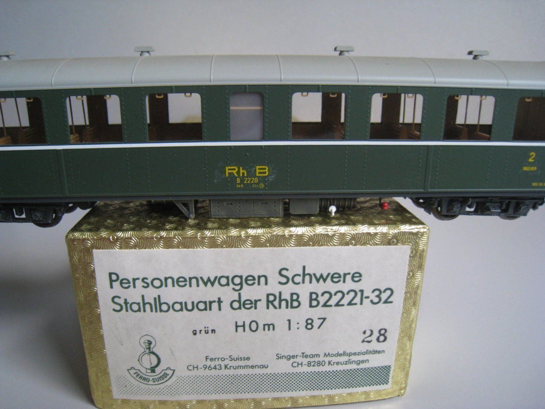 Ferro-suisse Modellini di ferrovie: Ferro Suisse B4ü 2228 Rhb schwerer Stahlwagen oder Nr. 22+29 – Usato da Buchs ZH venduto da swiss-train