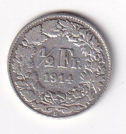 Alle Münzen: 50 Rp. 1914 – Gebraucht aus Neuchâtel von karlpierrino