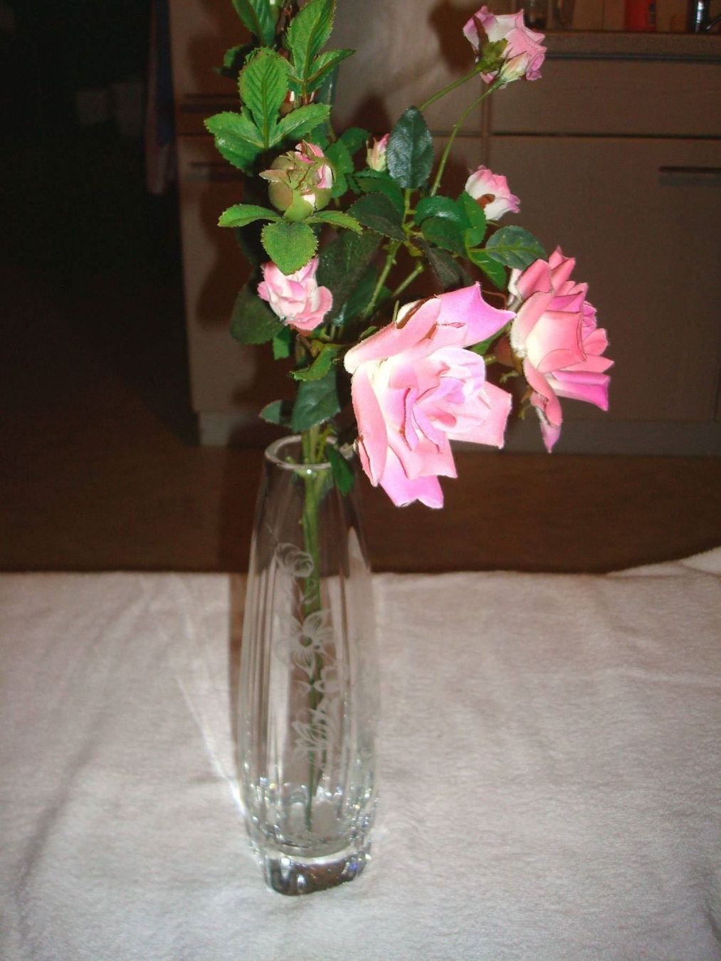 Vasen & Gefässe: Kristallglas Vase, Blumenmotiv geritzt – Neu (gemäss Beschreibung) aus Ueberstorf von dinbau 6