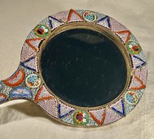 Ancien miroir à main, Micromosaïque, Venise, début 20ème
