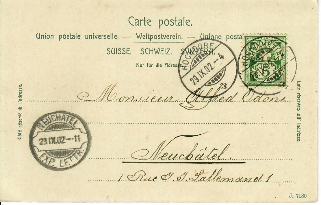 Cartoline postali: Hochdorf 1902 - Rasierklingenstempel Neuchatel – Usato da Hochdorf venduto da Ziegel-16 1