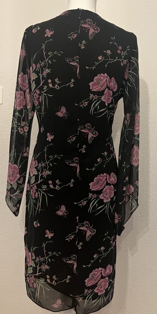 Vestiti: Schwarzes Chiffon-Kleid mit Blumenmuster, Grösse 38/M – Usato da Oftringen venduto da Nashorn_rn2c 1