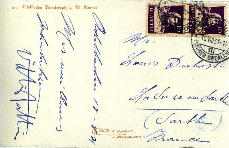 Cartoline postali: Adelboden - Dorf + 1931 TOP – Usato da Emmenbrücke venduto da teestube 1